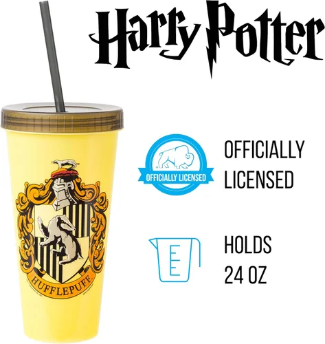 Miniatura 4 de Silver Buffalo Harry Potter House Crests - Vasos de plástico que cambian de color, 24 onzas Escudos de la casa de Harry Potter