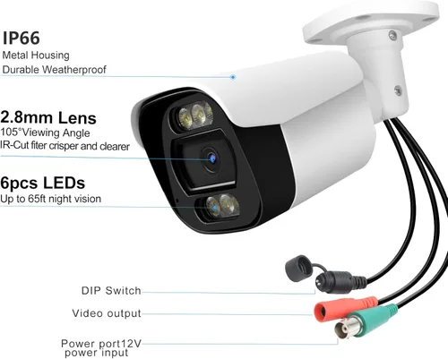 Miniatura 3 de Cámara de seguridad analógica HD 1080P de 2.0MP (híbrido 4 en 1 HD-CVI/TVI/AHD/960H CVBS analógico) para interiores y exteriores, 6 LED IR, ICR