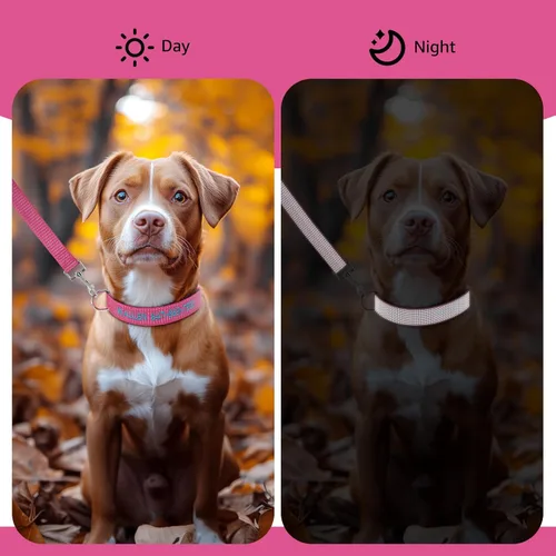 Miniatura 6 de Collares reflectantes personalizados para perros pequeños, medianos y grandes, con nombre bordado personalizado y número de teléfono, collar