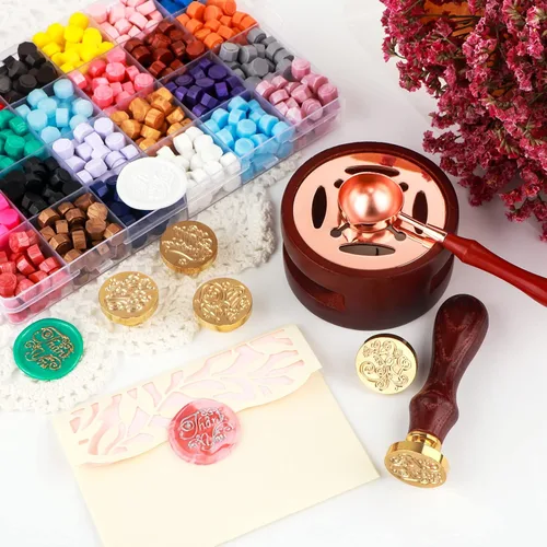 Miniatura 7 de Briartw Horno de fusión de cera con cuchara, kit de inicio de sello de cera, paquete de sellado de cera, cuchara calentadora de cera para tarjetas
