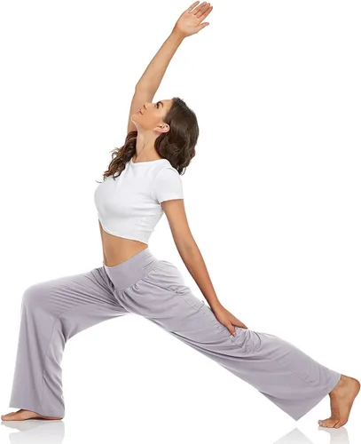 Miniatura 4 de UEU - Pantalones deportivos de yoga para mujer, holgados, informales, cómodos, de pierna ancha, pantalones cómodos de cintura alta y con bolsillos