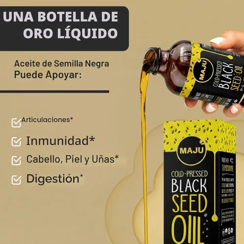 Miniatura 4 de MAJU Aceite de semilla negra – 3 veces timoquinona, prensado en frío, 100% aceite de semilla de comino negro turco, semilla negra líquida pura