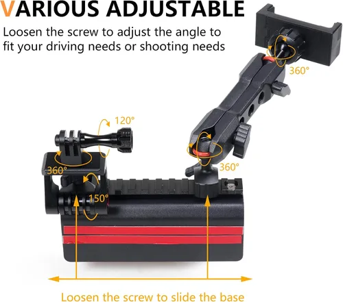 Miniatura 3 de JK Dash Soporte de teléfono para Jeep Wrangler JK JKU Unlimited 2012-2018, accesorios interiores deslizantes, soporte para cámara de acción GoPro