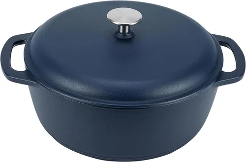 Miniatura 8 de Amazon Basics - Olla de horno holandés de hierro fundido con tapa, esmaltada, redonda, con asas dobles, resistente, pequeña, 7.3 cuartos de galón
