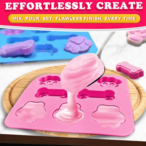 Miniatura 4 de 3 moldes de silicona de pata de cachorro y hueso, molde antiadherente para dulces, moldes reutilizables para cubitos de hielo para perros 3 moldes
