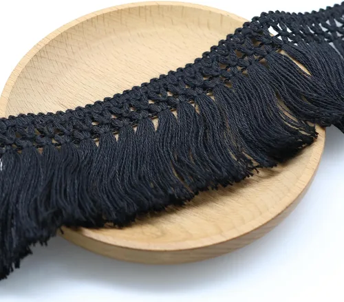 Miniatura 4 de Yalulu Borla de algodón de 10 yardas con flecos de fibra de encaje, cinta de borla de 2.36 pulgadas, costura bohemia de macramé para ropa, cortina