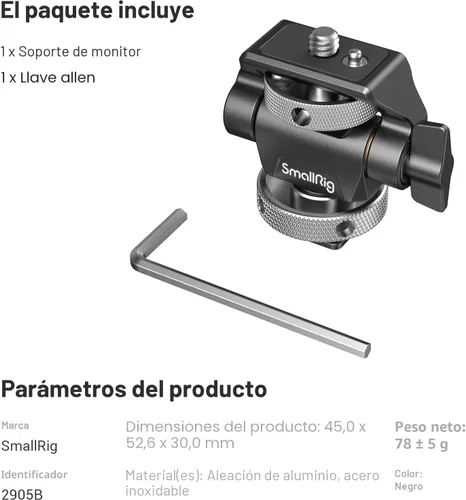 Miniatura 8 de SmallRig Soporte de montaje para monitor de campo giratorio e inclinable ajustable con soporte de zapata fría para monitor de 5" y 7