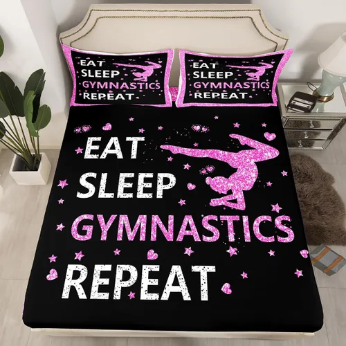 Miniatura 41 de Erosebridal Sábana bajera ajustable de gimnasia con bolsillo profundo para niñas y niños, tamaño individual, juego de ropa de cama deportiva
