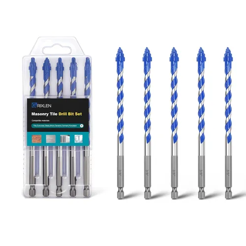Miniatura 14 de Paquete de 5 brocas para azulejos de 1/2 pulgada, brocas de mampostería con vástago hexagonal para azulejos, hormigón, ladrillo, vidrio, porcelana