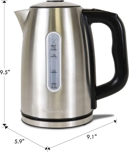 Miniatura 7 de Kenmore - Hervidor digital inalámbrico de 1.7 L/1.8 cuartos de galón, hervidor eléctrico de acero inoxidable con control de temperatura digital