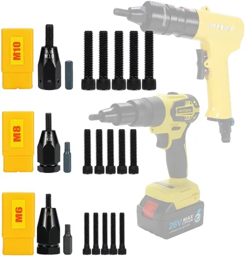 Miniatura 8 de Cabeza de pistola neumática de tuerca de remache autobloqueante de 1/4 con mandril de repuesto cada 5 piezas para herramienta de remache neumática e