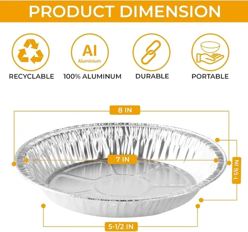 Miniatura 4 de Moldes desechables de aluminio para tartas de 8 pulgadas (paquete de 20) – Fabricado en Estados Unidos – Latas de papel de aluminio de 7 pulgadas