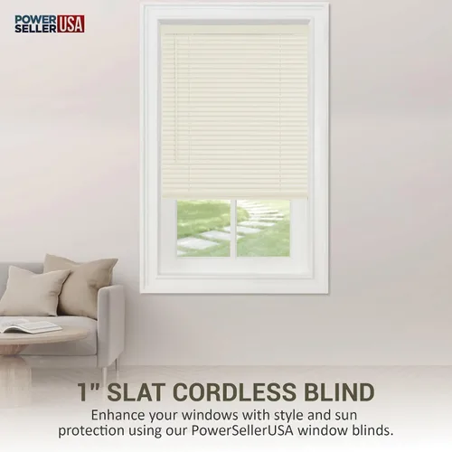 Miniatura 2 de PowerSellerUSA Persianas de Ventana sin Cordón, Privacidad y Filtrado de Luz, Lamas de Vinilo Minipersiana de 1", Tratamiento de Ventana Anti-UV, Se