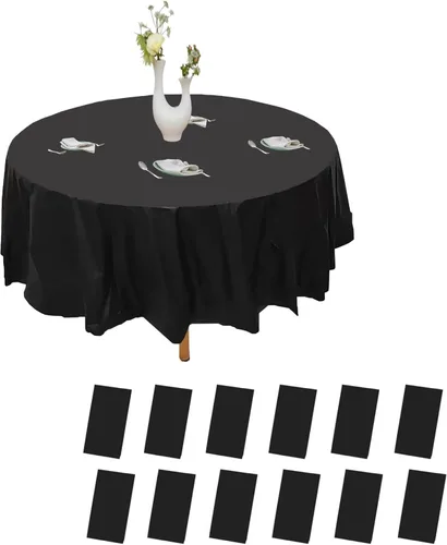 Miniatura 19 de Urby Paquete de 12 manteles rectangulares de plástico, con asientos para 4-6 personas, mantel desechable resistente y empaquetado individualmente