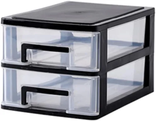 Gatuida Organizador de cajones transparentes para maquillaje y cosméticos, mini caja de almacenamiento de plástico para escritorio, color negro para
