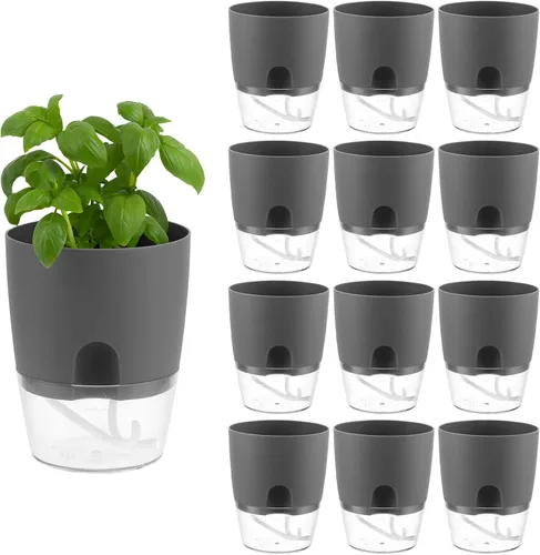 Miniatura 10 de Macetas de riego automático para plantas de interior, macetas para exteriores, paquete de 3 macetas de riego automático de 6 pulgadas, macetas
