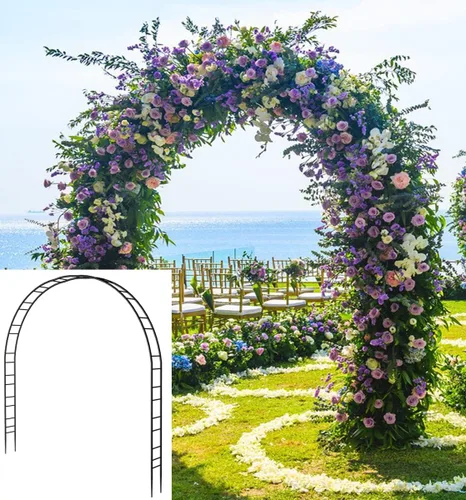 Miniatura 11 de Queension Arco de Boda Extra Grande para Ceremonia de 8.5 Pies de Ancho y 7.4 Pies de Alto, Arcos de Globos de Metal Soporte de Fondo con Base