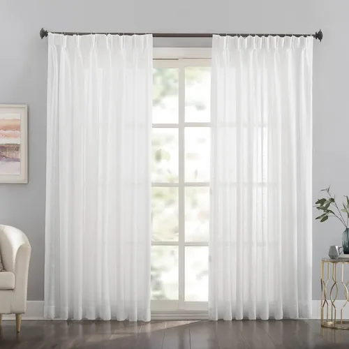 Miniatura 2 de Cortinas traslúcidas blancas de 96 pulgadas de largo, paneles de cortinas plisadas dobles para ventana, 52 pulgadas de ancho x 96 pulgadas de largo