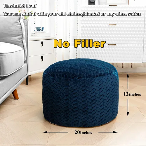 Miniatura 2 de Asuprui Puf Otomano Redondo Sin Relleno Puf Otomano Sin Relleno Reposapiés de Piel Sintética Suave 20x20x12 Pulgadas Silla Mullida Puf de Suelo