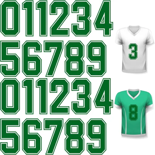 Miniatura 8 de WILLBOND 24 piezas de números para planchar, números de transferencia térmica de jersey del 0 al 9 para uniforme de equipo, camiseta de fútbol Blanco