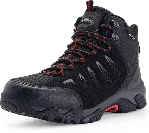 Miniatura 11 de SHULOOK Botas de senderismo impermeables para hombre, antideslizantes, ligeras, de tobillo, de media altura, transpirables, para excursionismo