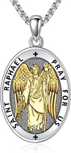 Miniatura 53 de Eusense Saint Necklace Sterling Silver 925 Protection Jewelry for Men Women Patron St Medals Amulet Pendant