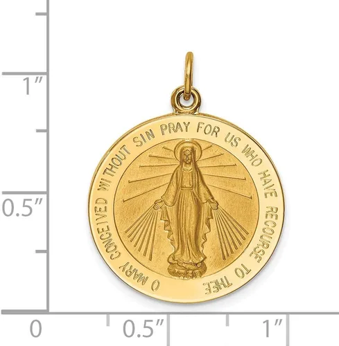 Miniatura 3 de Medalla milagrosa redonda grande pulidasatinada de 14 quilates, 1.083in, 0.837in, estilo XR1774, Metal, no conocido