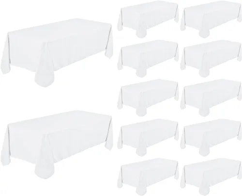 Miniatura 16 de Fivenl - Juego de 8 manteles negros de 60 x 84 pulgadas, manteles de mesa rectangular de 4 pies al por mayor, fundas de mesa de poliéster lavable