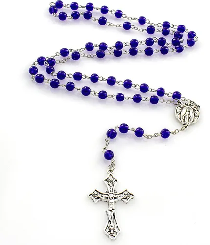 Miniatura 5 de Juego de rosario religioso de la Virgen María que rezaba a la Virgen María incluye caja de joyería de la Virgen en Oración caja de lata y rosario