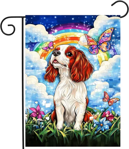 Miniatura 9 de Bandera floral de jardín Golden Retriever para jardín, banderas de bienvenida para exteriores de 12 x 18 pulgadas, bandera de perro de flores