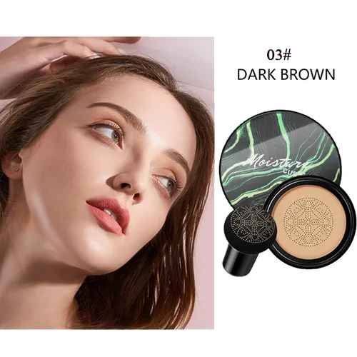 Miniatura 2 de Cojín de aire marrón oscuro, base de cabeza de hongo, 0.71 oz BB Cream Makeup Foundation,Moisturizing Concealer,Long Lasting Full Coverage 3#
