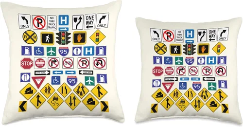 Miniatura 3 de L&S Street Signs Road, Warning Signs - Almohada (16 x 16 pulgadas), multicolor