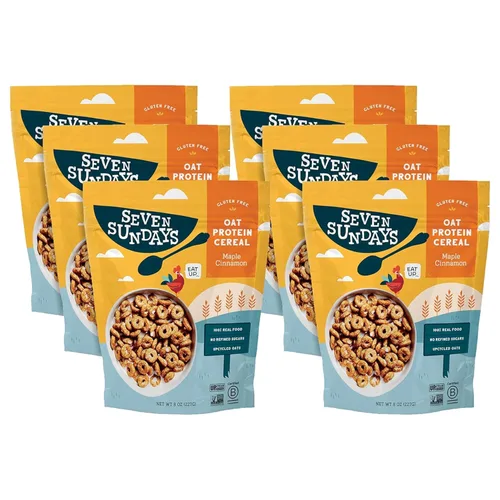 Miniatura 15 de Seven Sundays Cereal de Proteína de Avena, Maple Canela, Bolsa de 8 Oz (Paquete de 3), Sin Gluten, 5g de Proteína Reciclada, 0g de Azúcar Refinado