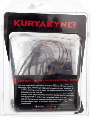 Miniatura 2 de Kuryakyn Componente de iluminación de motocicleta 2588: Módulo divisor de señal de giro LED trasero para 2015-2019 Indian Scout, 4 cables, negro