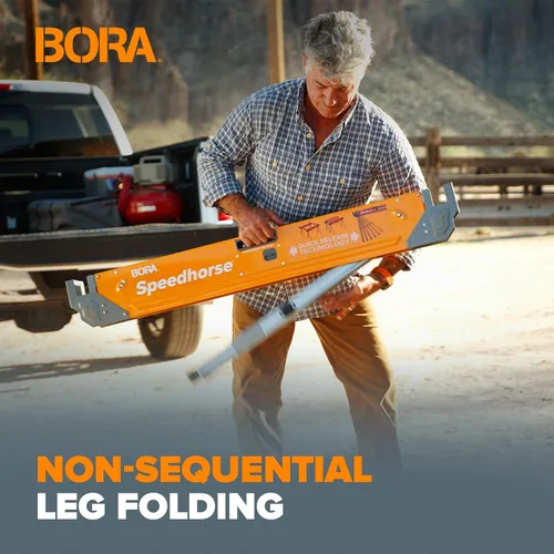 Miniatura 8 de Bora Portamate Speedhorse XT Par de caballetes - Paquete de dos, patas ajustables en altura de 30-36 pulgadas, parte superior de metal para 2x4