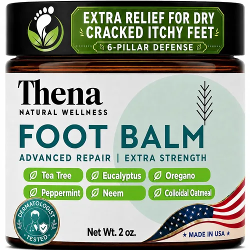 Thena Athletes - Crema para pies extra fuerte, alivio herbario con árbol de té, neem y mentol, bálsamo de tratamiento de pies de atletas para pies