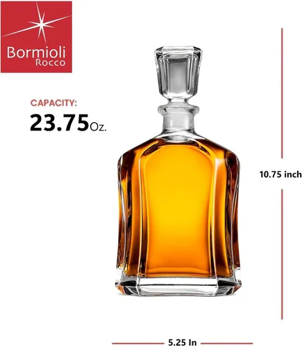 Miniatura 2 de Bormioli Rocco Capitol - Decantador de vidrio, tapón geométrico hermético, decantador de whisky de 23.75 onzas para vino, bourbon, brandy, licor