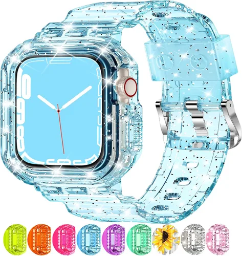 Miniatura 10 de XYF Compatible con correas cristalinas para Apple Watch de 1.929 in, 1.811 in, 1.772 in, 1.732 in, 1.654 in, 1.614 in, 1.575 in, 1.496 in, funda