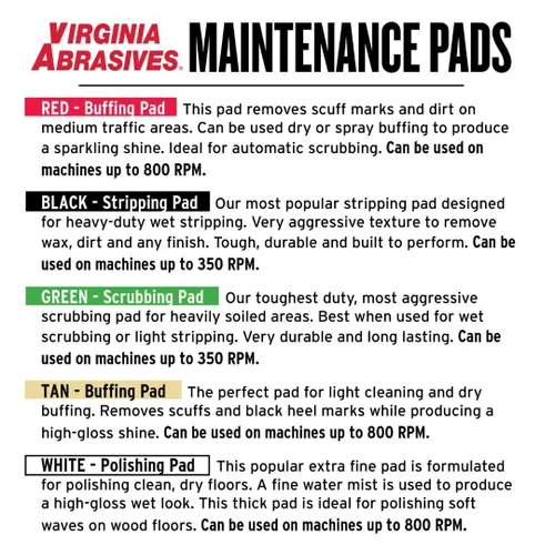 Miniatura 5 de Virginia Abrasives Almohadillas de mantenimiento de suelos blancas de 12 pulgadas, almohadillas no tejidas para limpieza orbital, almohadillas