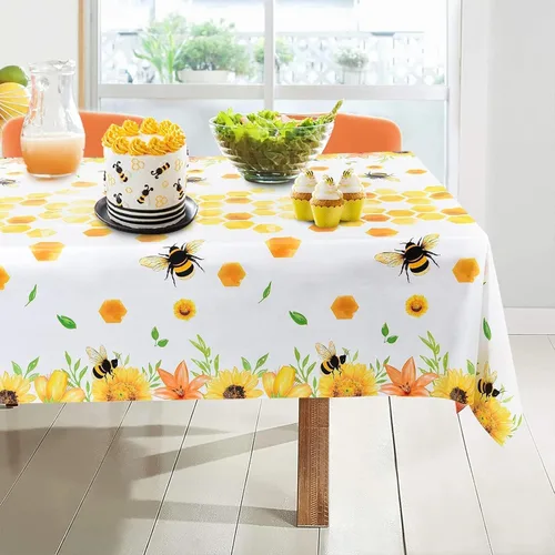 Miniatura 2 de WERNNSAI Mantel de abeja – 1 paquete de 108 x 54 pulgadas, mantel de abeja de abeja, decoración de baby shower, mantel de panal para niños y niñas