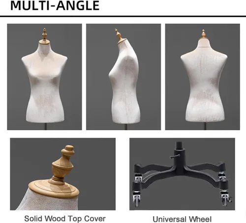 Miniatura 3 de Torso de maniquí femenino, 51 a 75 pulgadas de altura ajustable, maniquíes con ruedas, cuerpo de maniquí de vestido para exhibición de ropa, joyería