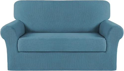 Miniatura 15 de Turquoize Fundas para sofá lavables de 2 piezas, fundas para sofá de 3 cojines, fundas elásticas para sofá con parte inferior elástica, tela