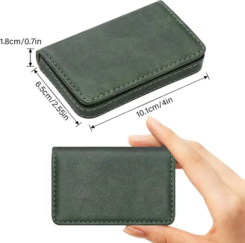 Miniatura 2 de Cartera con bloqueo RFID - Tarjetero minimalista de cuero para negocios, 12-verde, Pequeña, Slim