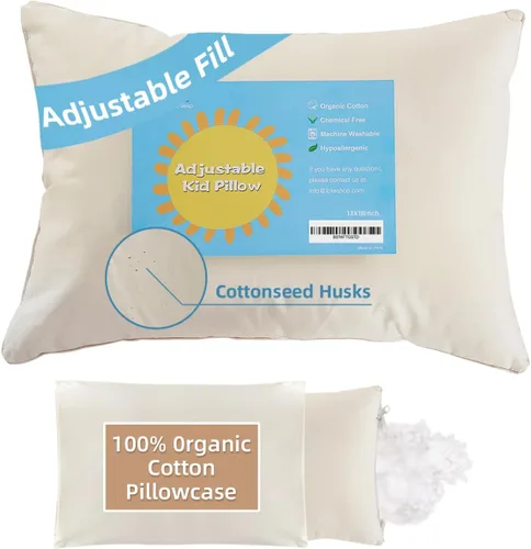 Miniatura 9 de Almohada orgánica con funda de almohada de dibujos animados - 16x22 Almohada para niños con funda de 100% algodón orgánico, almohada juvenil