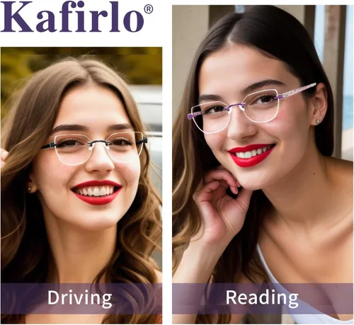 Miniatura 5 de Gafas de lectura multifocales progresivas para mujer, ojo de gato, sin línea, multifoco, transición, luz azul, marco de metal