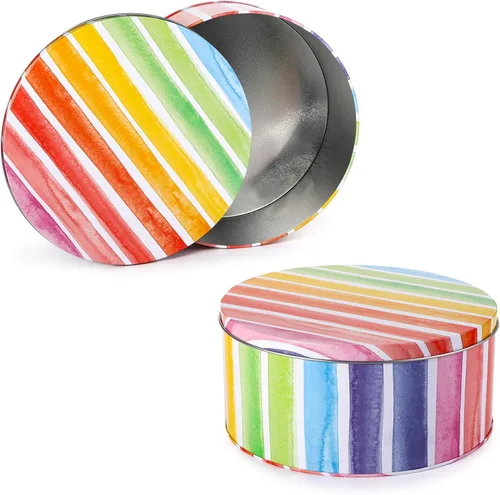Miniatura 3 de Yopay Paquete de 3 latas de galletas, latas redondas de regalo para hornear pasteles para almacenar pasteles, suministros de manualidades, Pascua