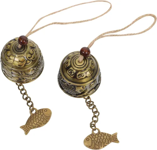 BESPORTBLE 2pcs Creative Fish Wind Chimes Hanging Decorative Wind Bells for Indoor and Outdoor Retro Decor Sound for Gardens and Porches