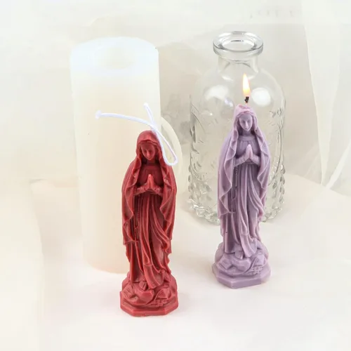 Miniatura 3 de Moldes de silicona 3D con forma de Virgen María, moldes de diosa para hacer velas, resina, jabón, fundición de pastel, chocolate, moldes de yeso