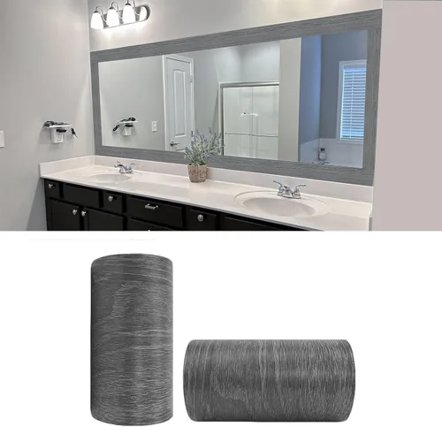 Miniatura 7 de YESUS Marco de papel tapiz 3D de grano de madera gris oscuro de 3.93 pies (32.8 ft), extraíble, PVC, impermeable, para despegar y pegar, adhesivo