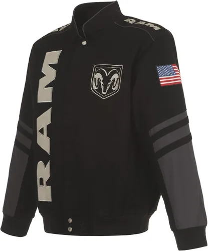 JH DESIGN GROUP Chaqueta Dodge RAM para hombre, un abrigo de sarga clásico bordado